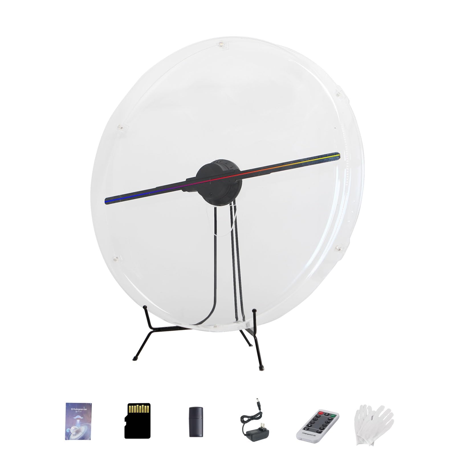 3D Hologram Fan With Cover, 3D Hologram Projector Hd Led Advertising Display With Remote And Bluetooth And Wifi,700 Video Librar