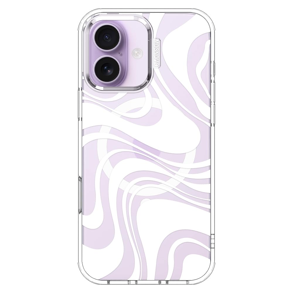 MOSNOVO for iPhone 17 Case | Compatible with Magsafe | Military Grade 6.6ft Drop Tested | Camera Control | Clear with White Swir