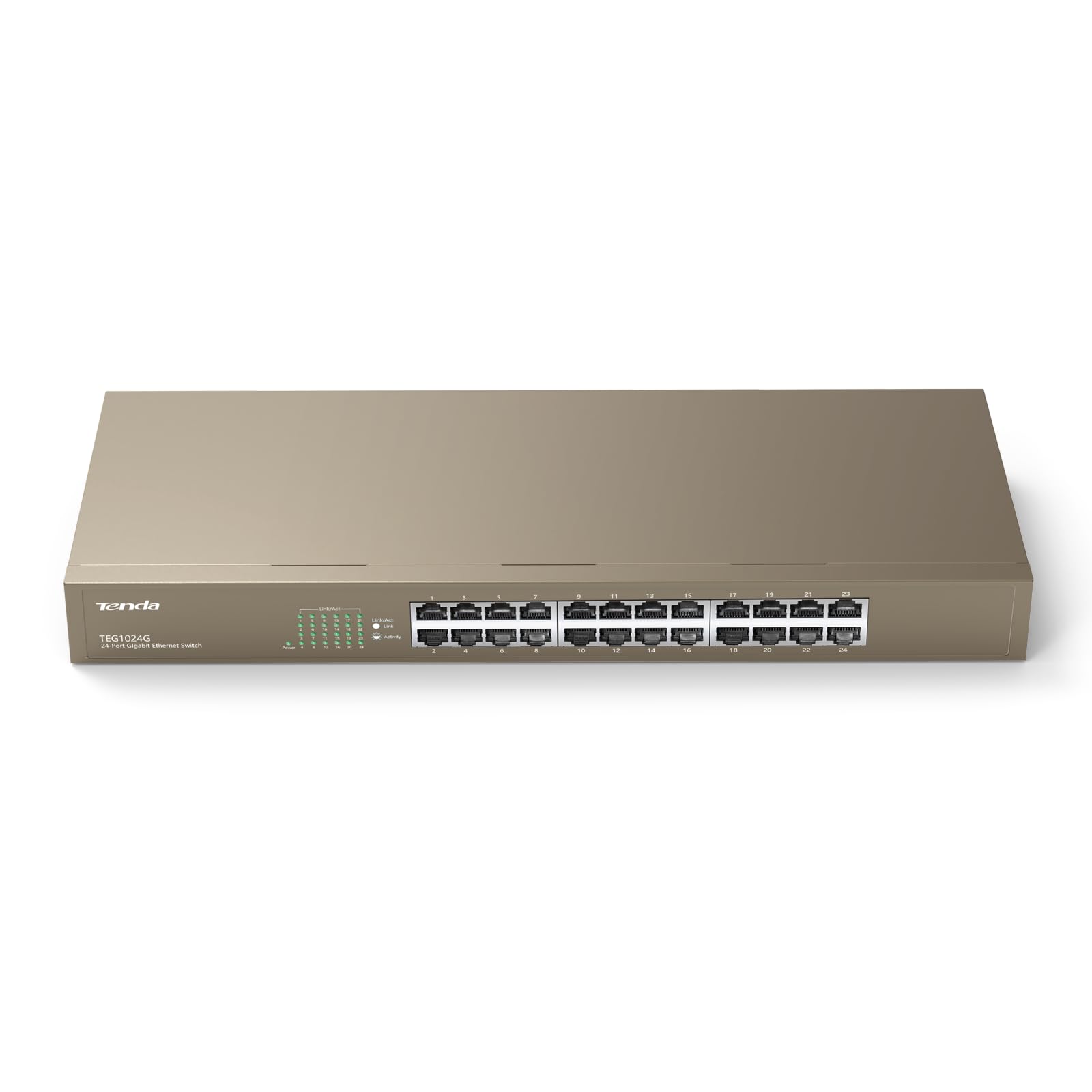 Tenda Teg1024G, 24 Port Gigabit Ethernet Unmanaged Switch, Network Hub, Ethernet Splitter, Plug & Play, Fanless Metal Design, Fl
