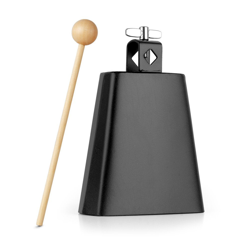 Vangoa 5-Inch Cow Bell Metal Steel Noise Maker Cowbell Percussion Instrument Cow Bell With Handle Stick For Drumset Wedding Foot
