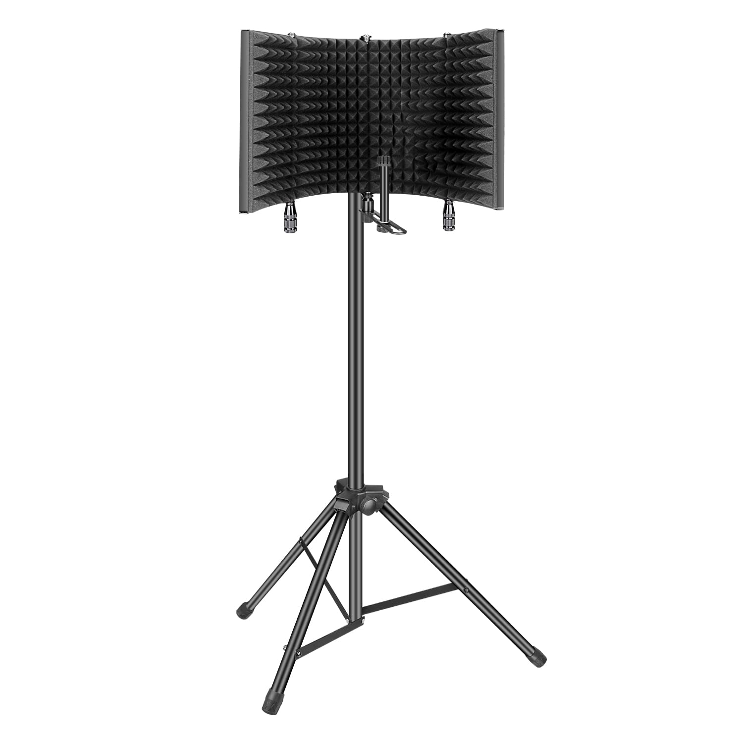Professional Studio Recording Microphone Isolation Shield, Pop Filter,High Density Absorbent Foam Is Used To Filter Vocal. Suitable For Blue Yeti And Other Condenser Microphones (Ao 504 With Stand)