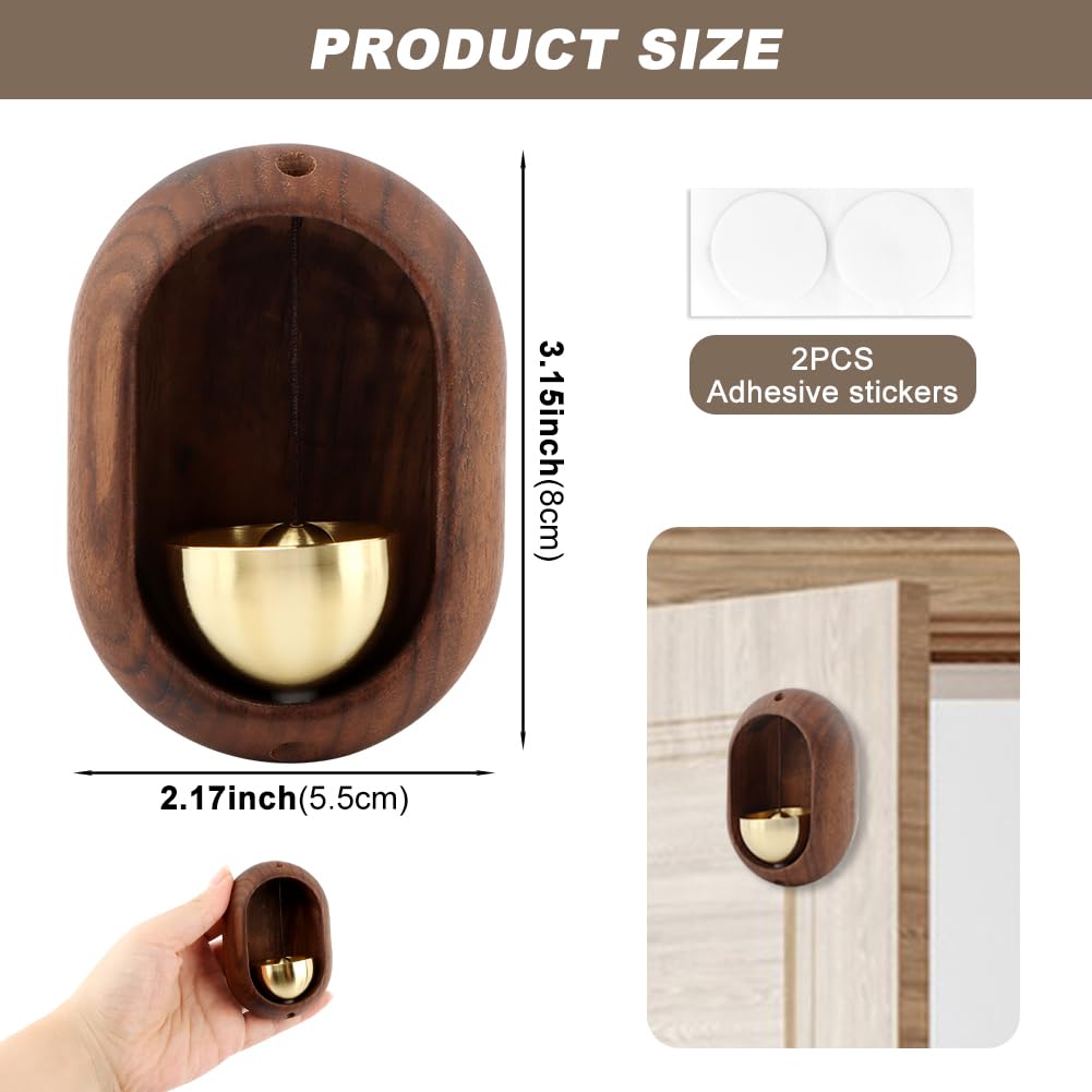 Oval Magnetic Hanging Door Bell, Loud Sound Wooden Zen Grip Doorbell Chime, Hanging Wood Shop Keeper Bells For Business Door Ope
