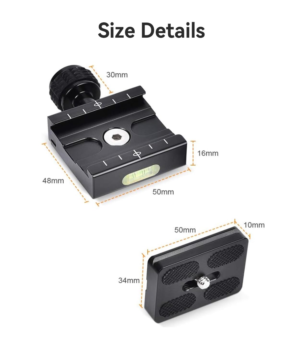 Utebit 50Mm Arca Swiss Quick Release Plate, Aluminum Qr Clamp Adapter Set With 3/8'&1/4' Screw Hole, Built In Bubble Level Compatible With Manfrotto Dslr Camera Tripod Ball Head Monopod