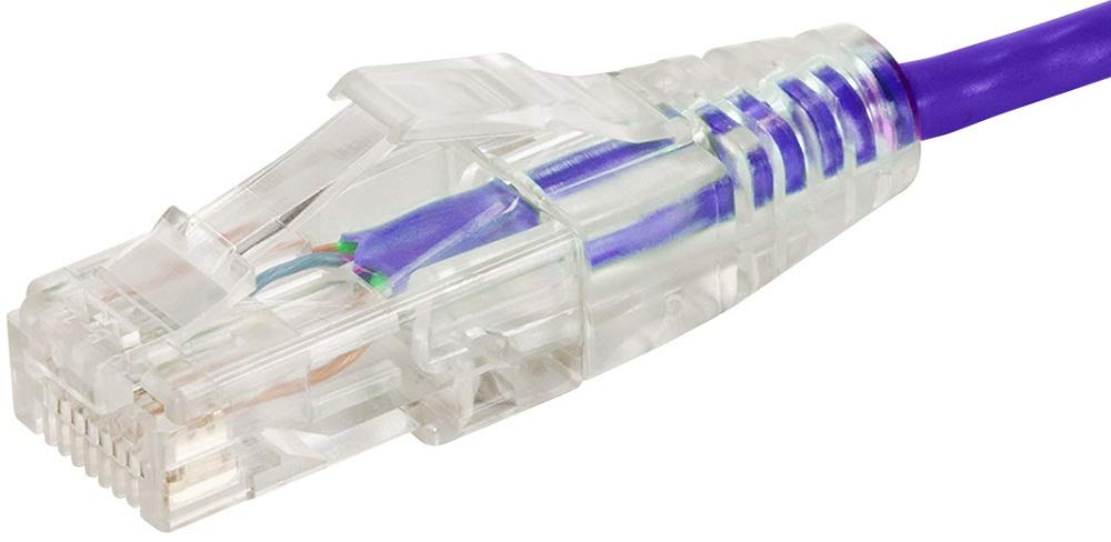 Monoprice Cat6 Ethernet Patch Cable   Snagless, Stranded, 550Mhz, Utp, Cmr Rated, 28Awg, 0.5 Feet, Purple   Slimrun Series