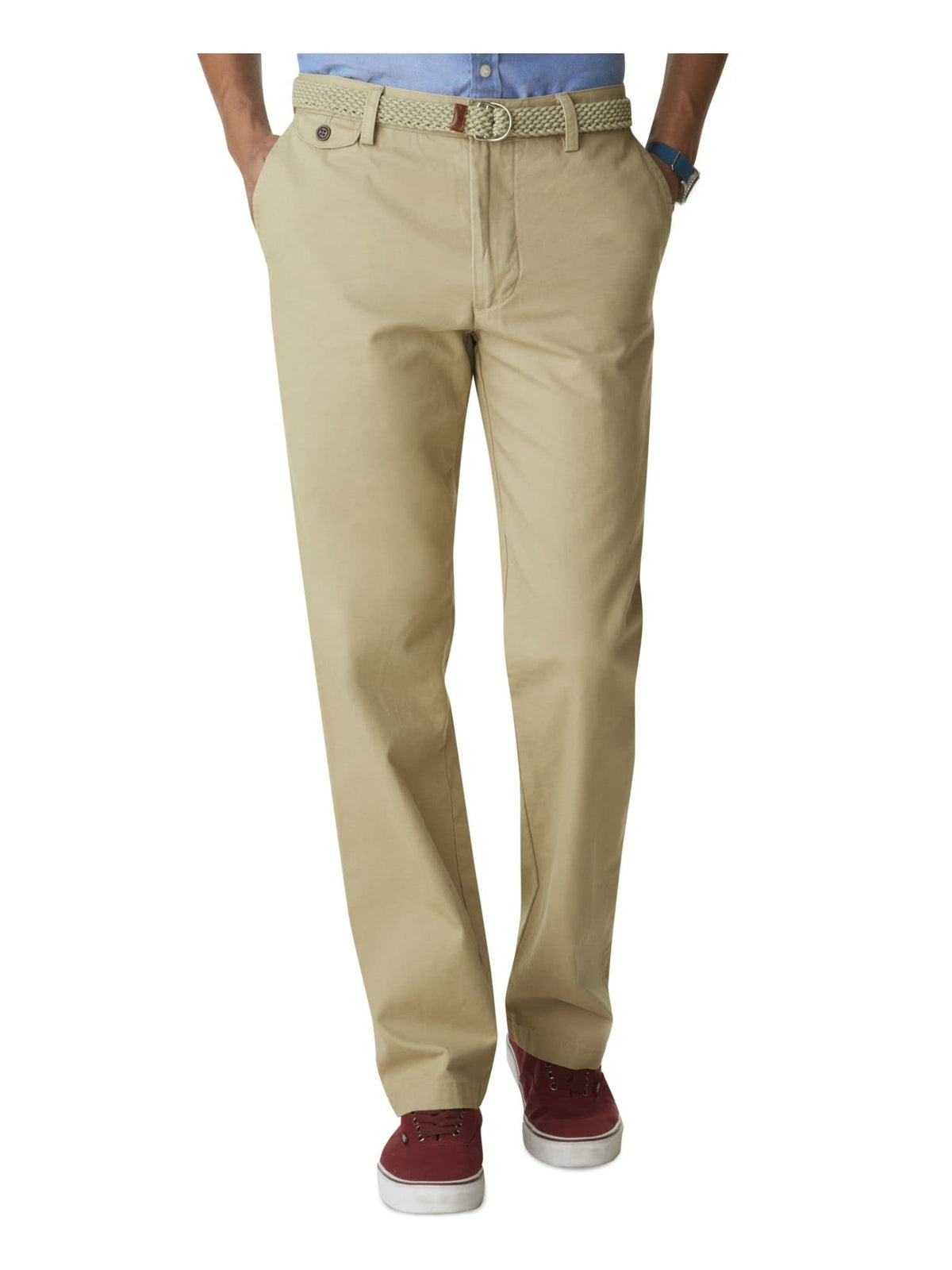 Dockers Mens Relaxed Fit Comfort Khaki Pants   Pleated, British Khaki (Stretch), 36W X 34L