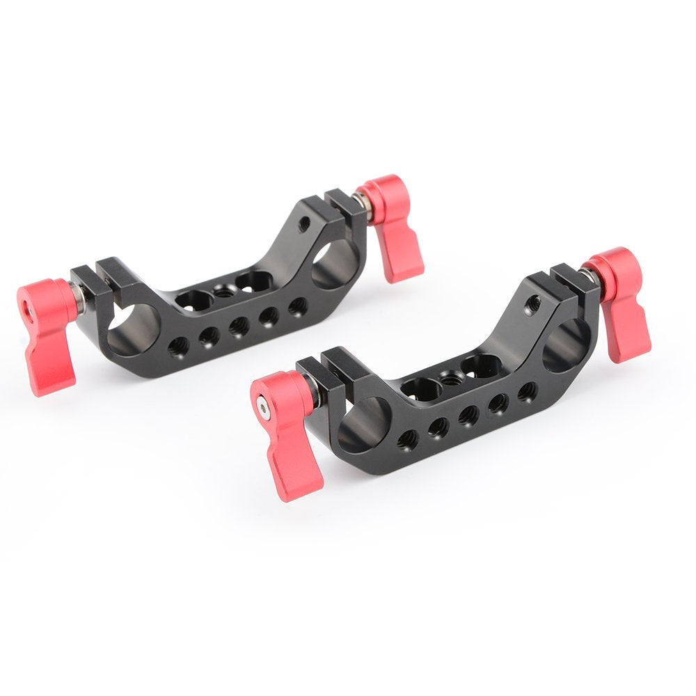 CAMVATE 15mm Rod Clamp with 1/4-20 Thread for DLSR Camera Rig Cage Baseplate (Red)-2PCS - 1780