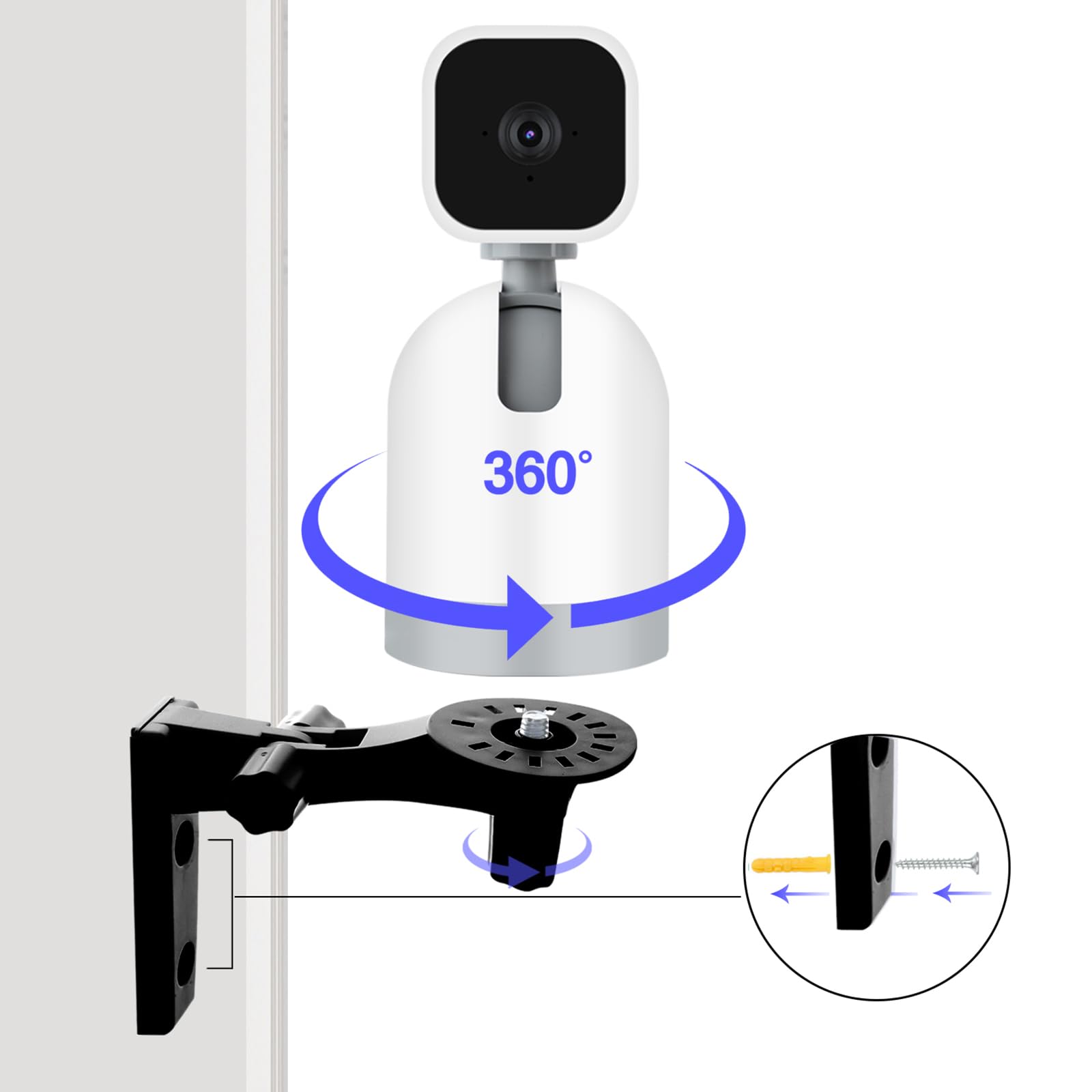 Wall Mount Compatible With Blink Mini Pan Tilt Camera Wyze Cam Pan V3 Ceiling Black Mounting180 Degree Adjustable Camera Securit