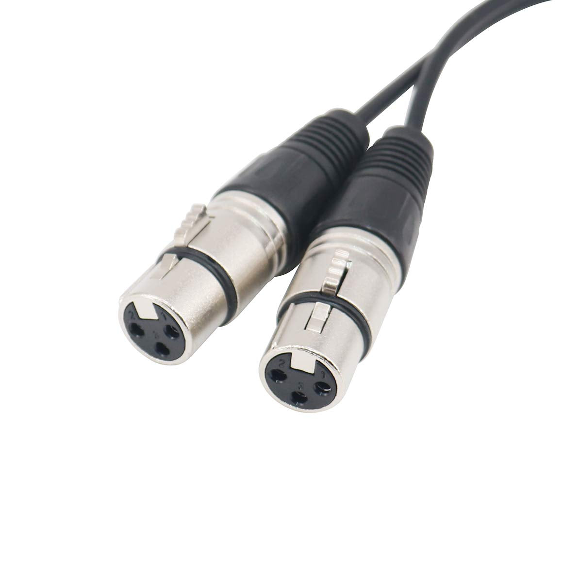 Tan Qy Splitter Xlr Cable 3 Pin Xlr Splitter Y Adapter Male To 2 Female Dmx Cable, Mic Preamp, Splitter Patch Cable (1Ft)