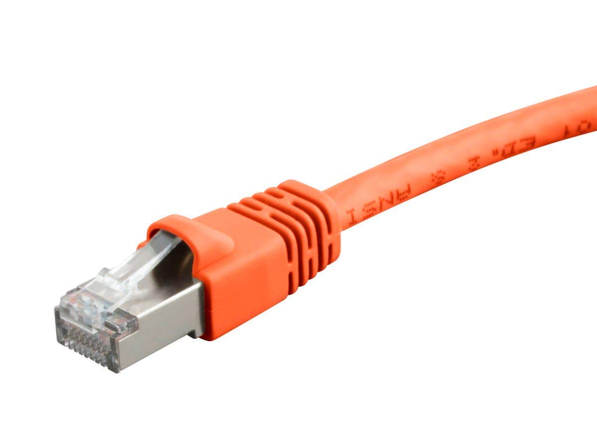 Monoprice Cat6A 7Ft Orange Patch Cable Double Shielded (S/Ftp) 26Awg 10G Pure Bare Copper Snagless Rj45 Fullboot Series Ethernet