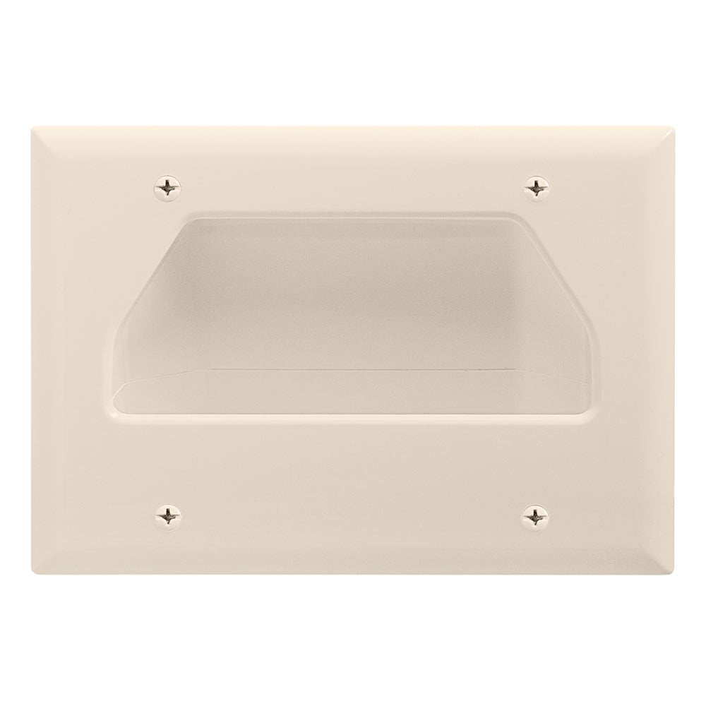 Cmple - Wall Plate - 3-Gang Recessed Low Voltage Cable - Lite Almond