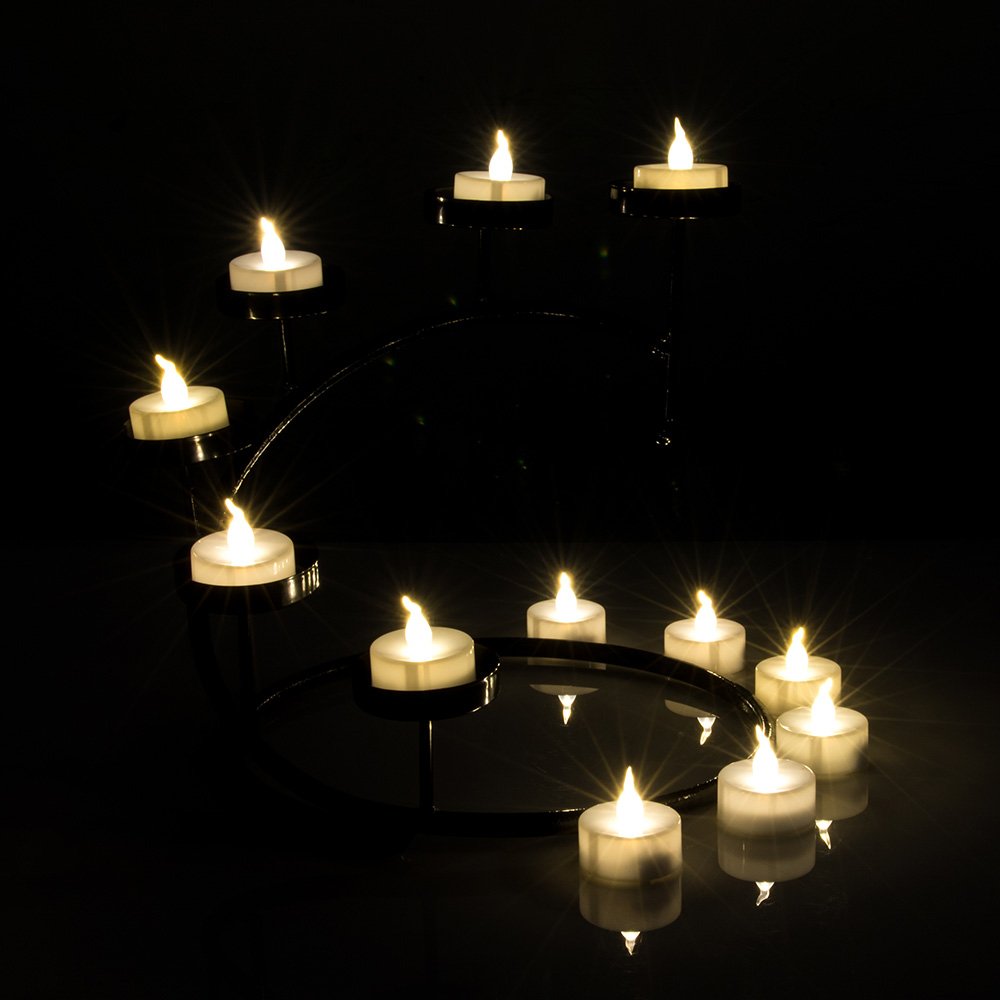 AGPTEK 24 Pack Warm White Timer Flickering LED Tea Lights - Battery Operated Flameless Candles for Weddings, Holidays, Home Decor