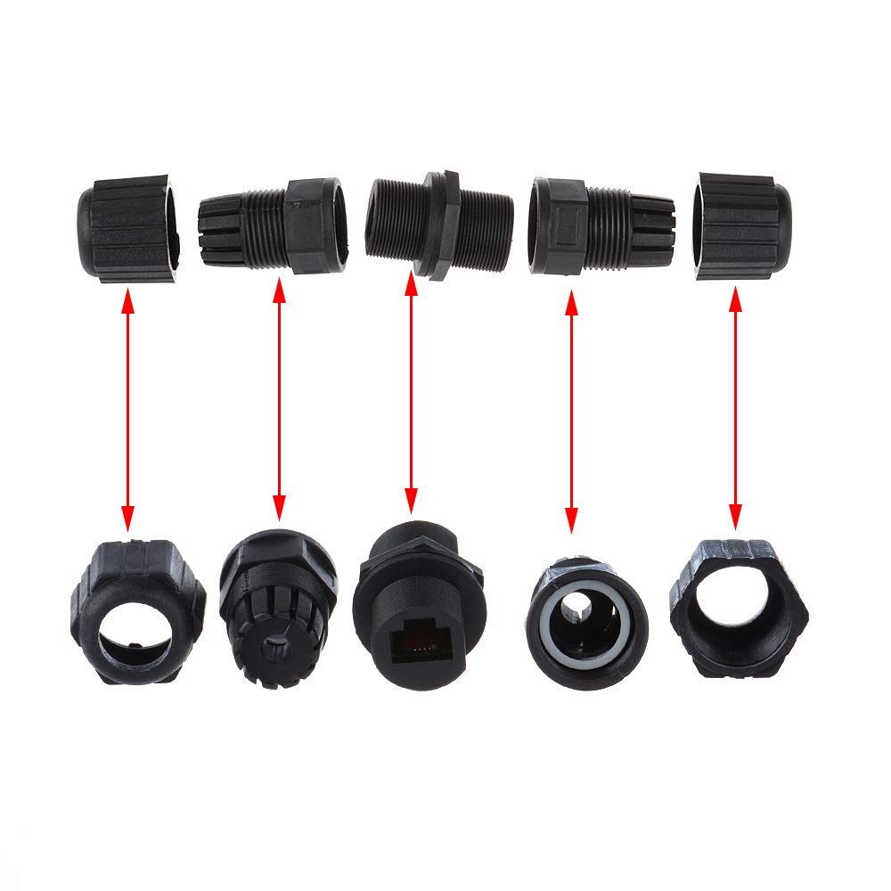 Anmbest 10Pcs M20 Rj45 Waterproof Connector Ip67 Cat5/5E 8P8C Ethernet Lan Cable Connector Double Head Outdoor Lan Coupler Adapt