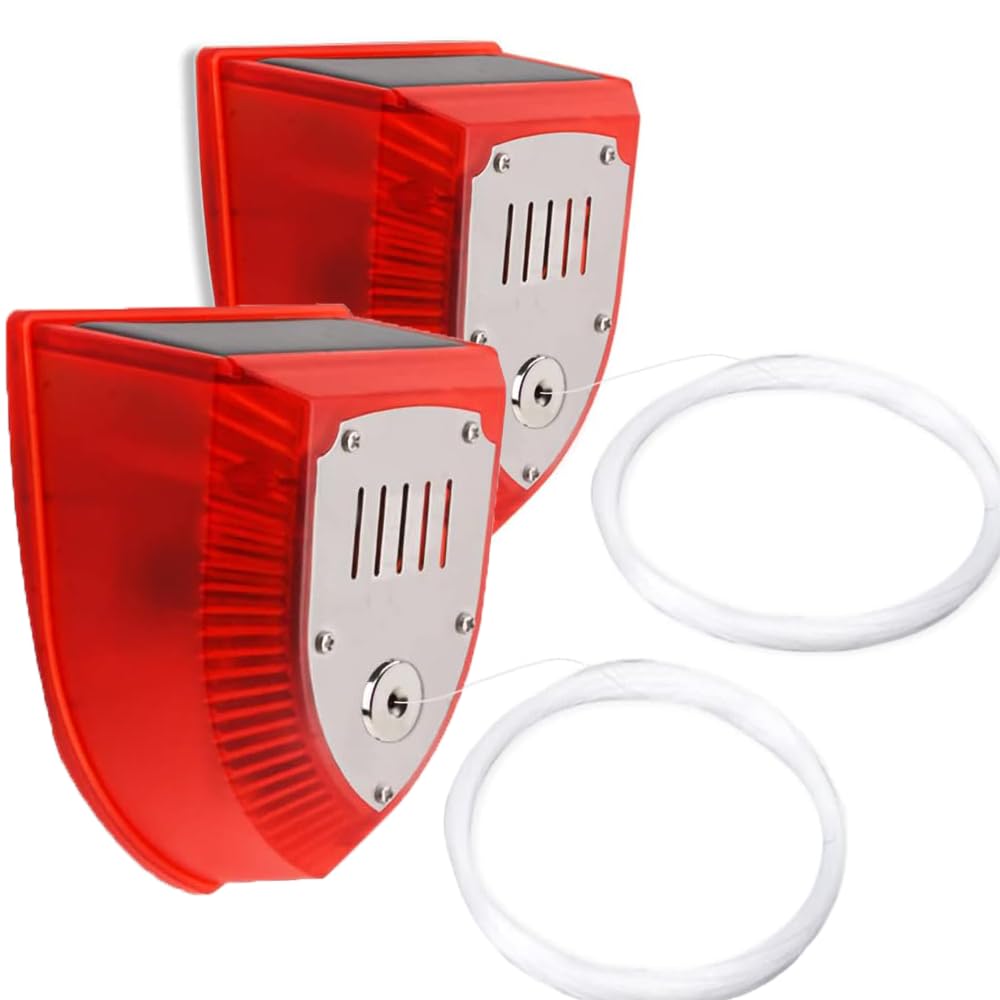 2 Pcs Burglar/Anti Intrusion Trip Alarm, Solar Outdoor Indoor Sound And Light Siren, 129Db Home/Camping/Portable Security Alarm