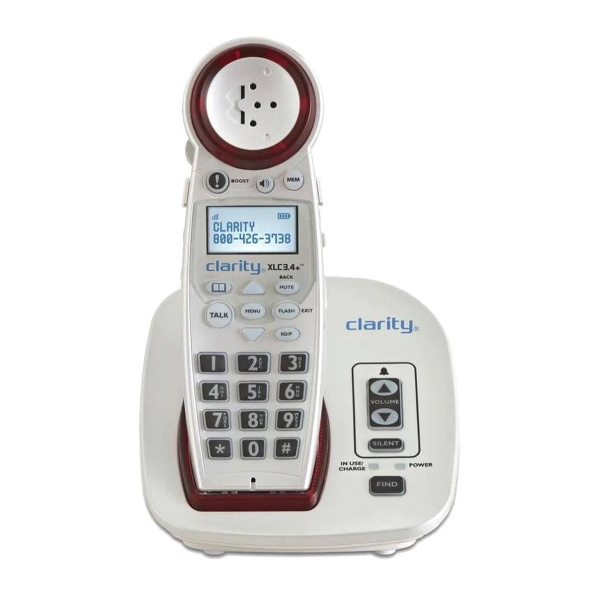Clarity Xlc3.4+ Dect 6.0 Landline Amplified Cordless Phone, Extra Loud Ringer, Big Buttons Cordless Home Phone, Talking Caller I