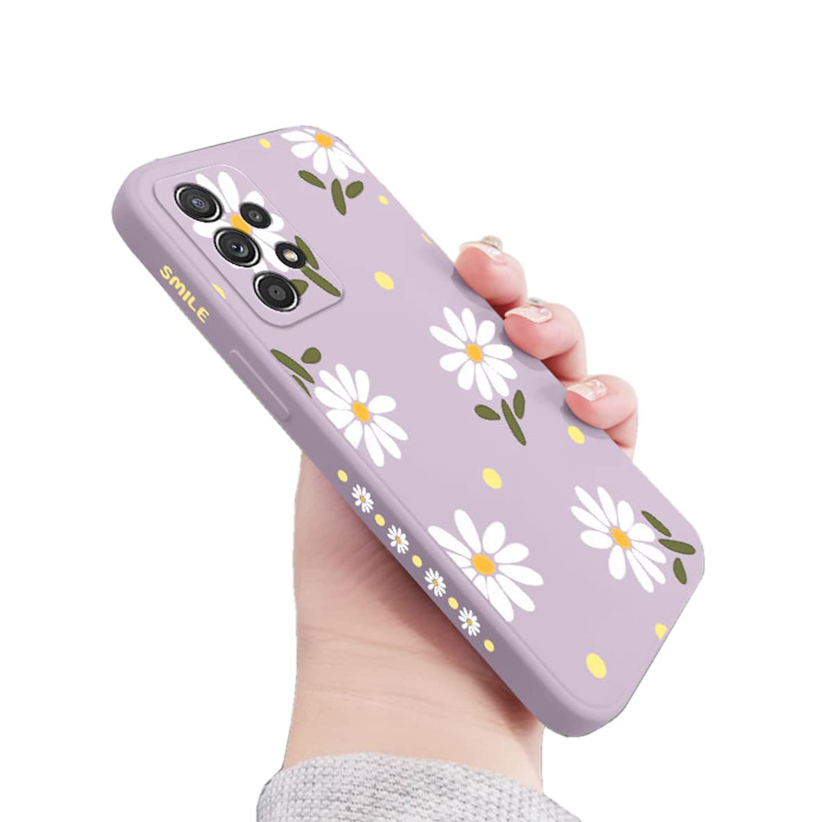 Sunswim For Galaxy A53 5G Case Cute Flowers Daisy Pattern Full Camera Lens Protection Shockproof Tpu Bumper Liquid Silicone Prot