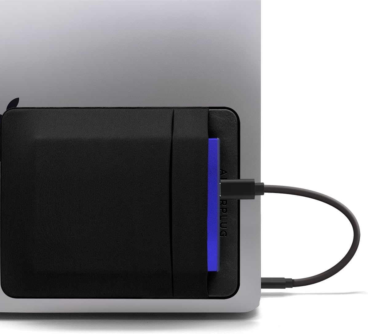 Afterplug 2 Pocket Adhesive Pouch For Laptop, Compatible With External 2.5' Hdd, Ssd, Magic Mouse, Usb Cable And More   Black