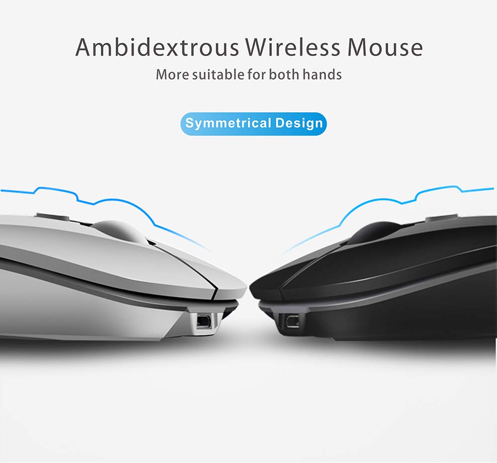 Q5 Slim Rechargeable Wireless Mouse, 2.4G Portable Optical Silent Ultra Thin Wireless Computer Mouse With Usb Receiver And Type