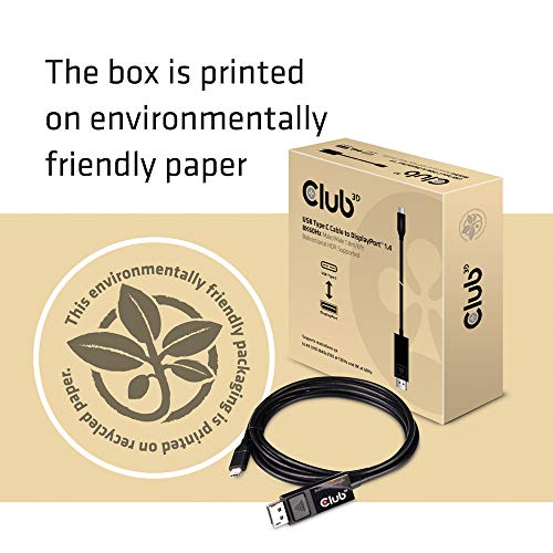 Club 3D CAC-1557 USB-C to DisplayPort 1.4 Cable, 8K 60Hz & 4K 120Hz HDR, 1.8m (6