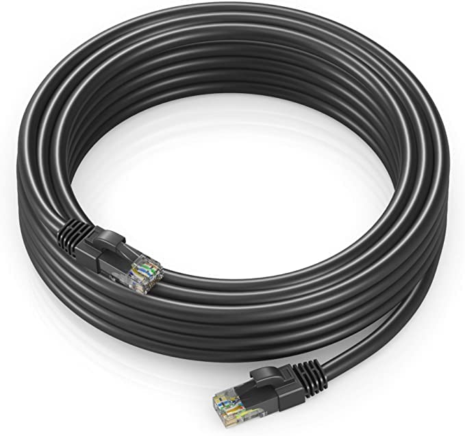 Maximm Ethernet Cable 25 Ft Cat6 High Speed Internet Network Lan Cable Cord, Outdoor Waterproof (Black)
