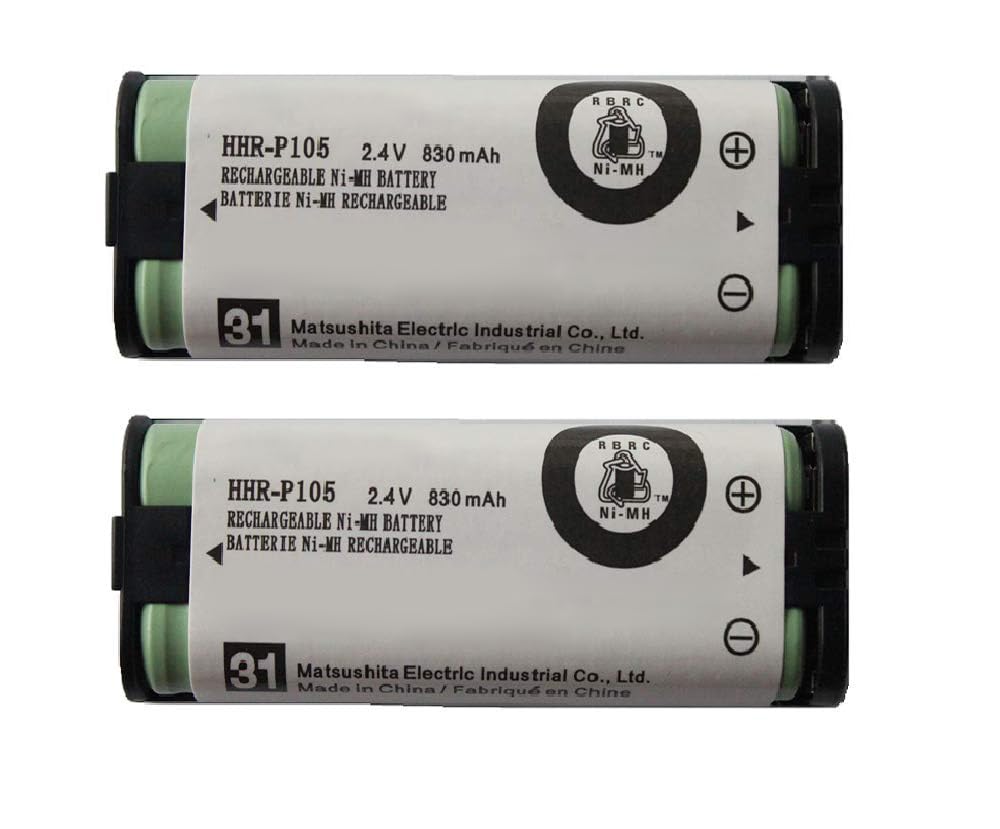Triangle Power 2 Pack Hhrp105 Nimh Rechargeable Battery For Panasonic 2.4V 830Mah Battery For Cordless Phones