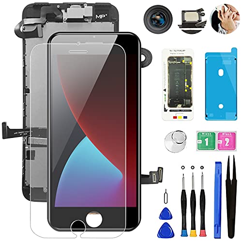 For Iphone 7 Plus Screen Replacement Black,Mobkitfp 5.5' Full Assembly Lcd Display Digitizer With Front Camera+Earpiece+Sensors+Waterproof Seal+Repair Tools+Tempered Film For A1784,A1785,A1661 (Black)