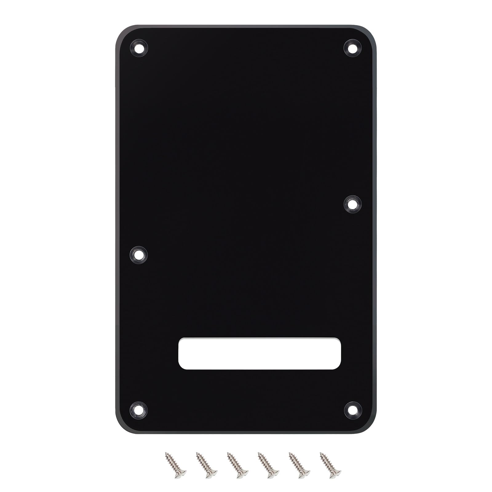 Banworks Electric Guitar 1 Ply Backplate 6-Hole Trem Tremolo Cover for USA/Mexican Fender Standard Strat ST JT/HGB-01 Glossy Bla