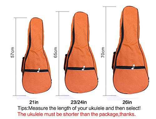 Hot Seal Waterproof Durable Colorful Ukulele Cotton Case Bag With Storage (21In, Orange)