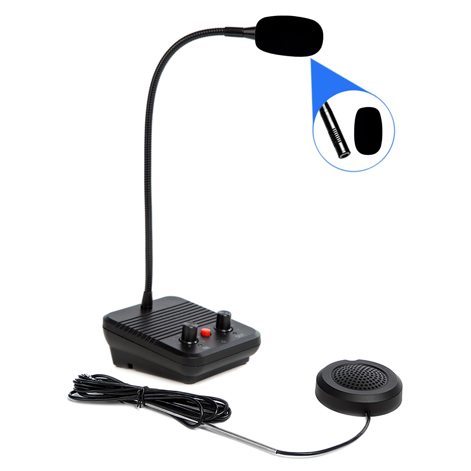 Koqicall Window Intercom Speaker System, Dual Way Intercommunication Microphone Teller Window Speaker Talk Through Glass Window 