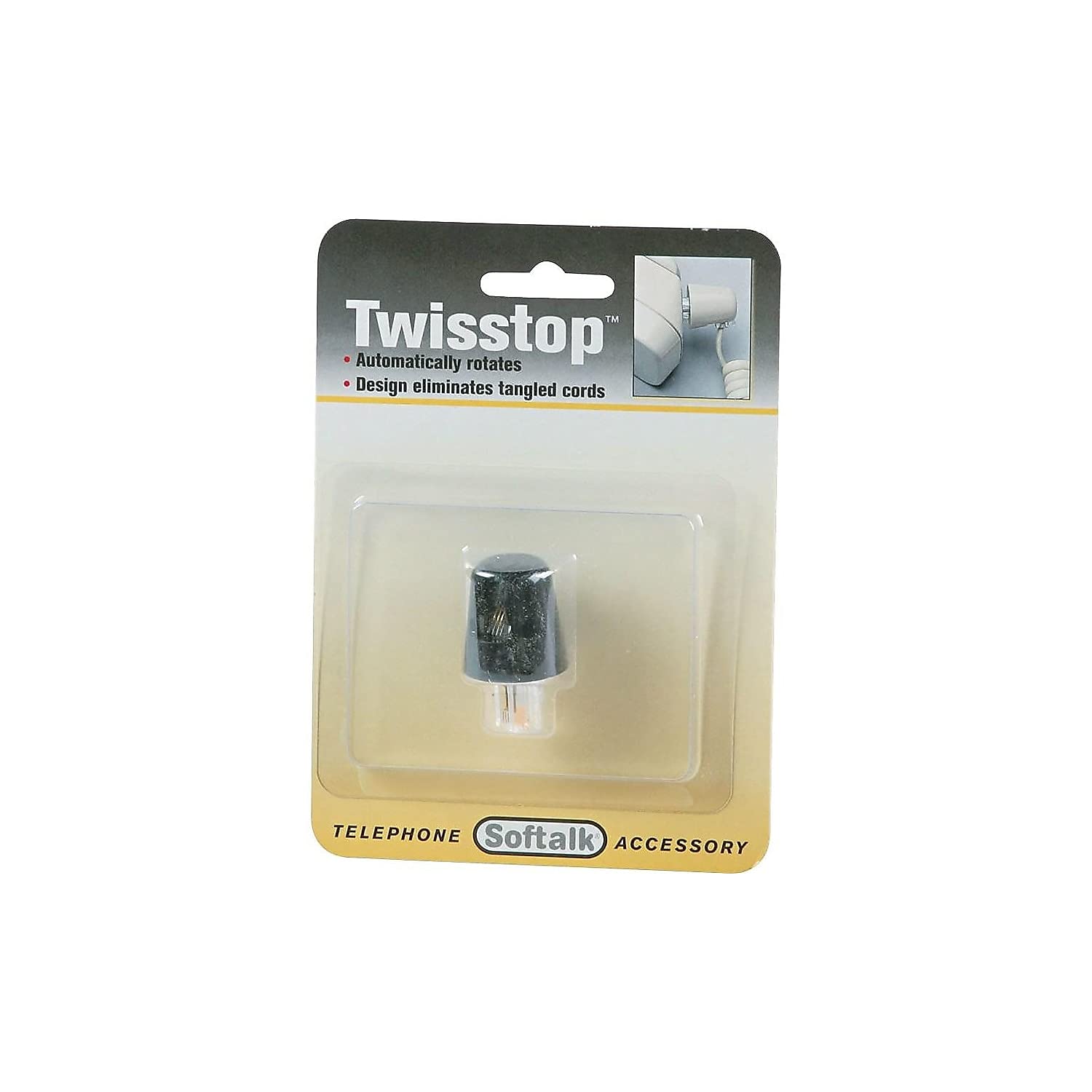 Softalk Twisstop Rotating Phone Cord Detangler, Black