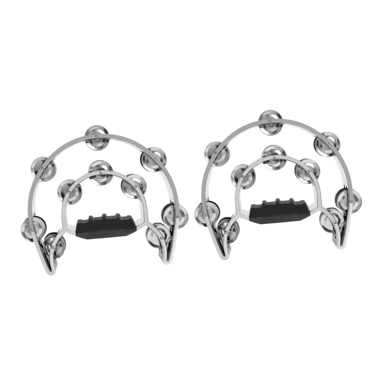 Milisten 2pcs Double Layer Hand Bell Child Silver Metal Dedicated Tambourine