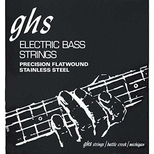 Ghs Strings M3050 4 String Precision Flatwound, Stainless Steel Flat Wound Bass Strings, Long Scale Plus (.045 .105)