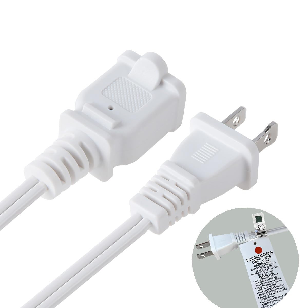 Vseer 2 Prong Extension Cord Us Ac 2 Prong Male And Female Power Cable Spt2 16Awg 13A/125V, Usa Outlet Saver Power Extension Cor