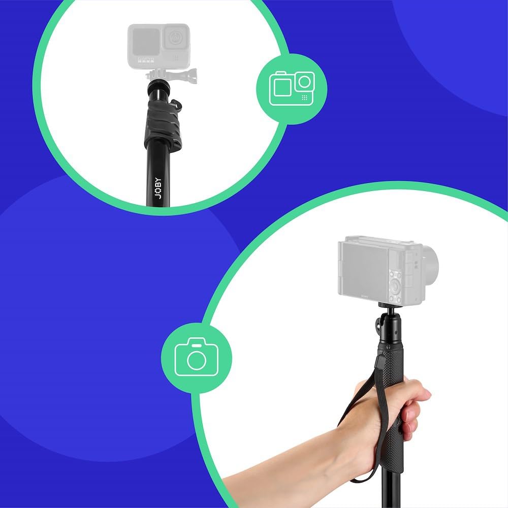 Joby Compact Monopod 2-In-1, Camera/Action Cam With Ball Head, Universal -20    Mount, Swivel Mount Compatible With Gopro, Dslr,