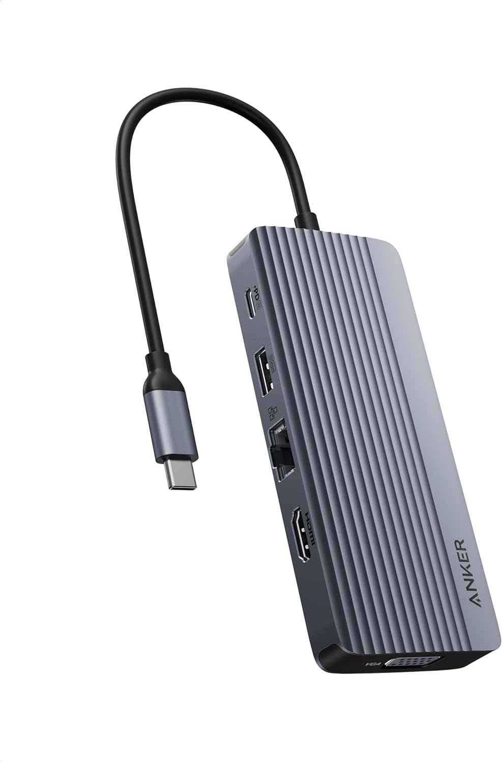 Anker Usb C Hub, Dual Display Usb C Hub (10 In 1), 4K@30Hz Hdmi Display, 1080P Vga With 100W Max Power Delivery, 5 Gbps Usb C An