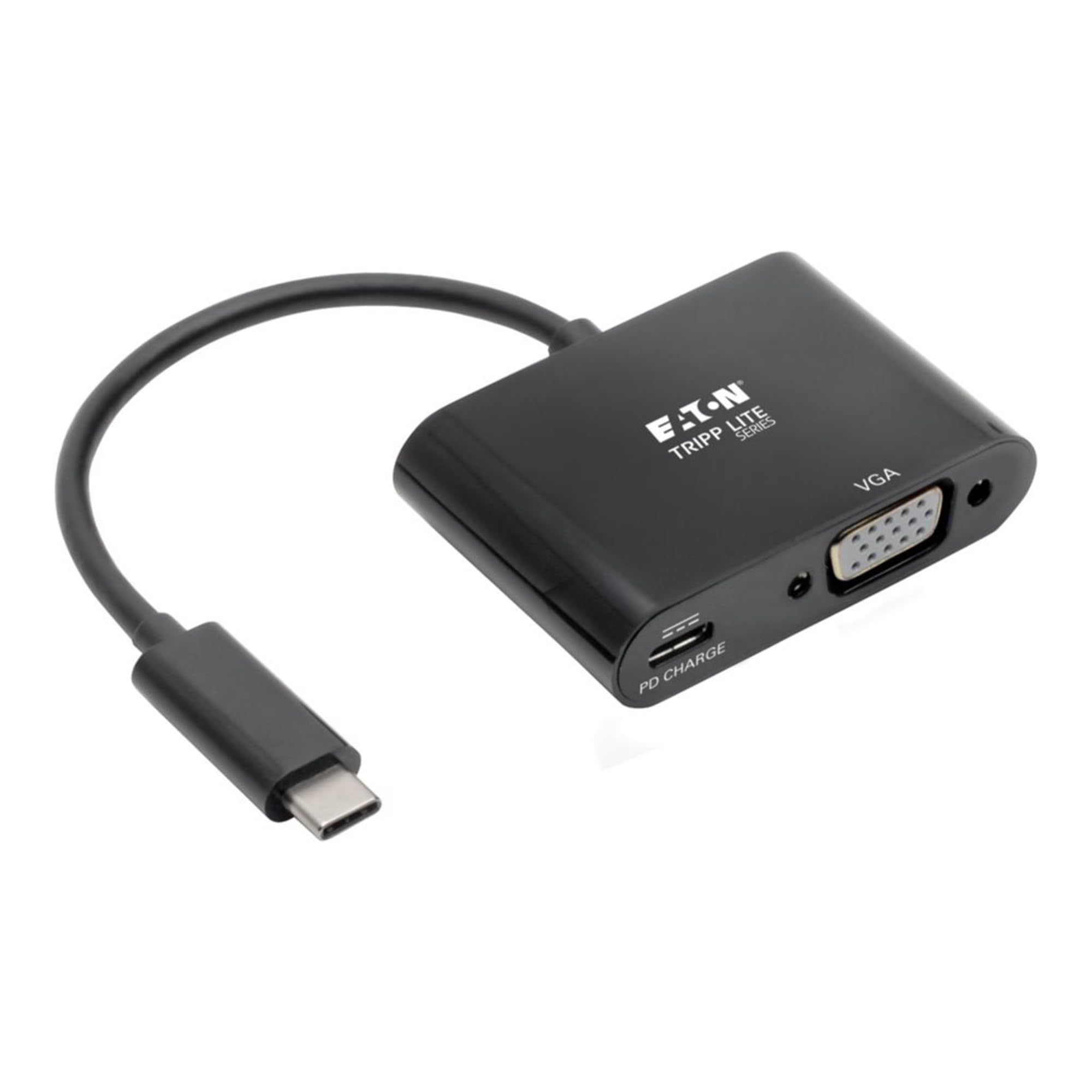 Tripp Lite USB C to VGA Adapter Converter w/PD Charging 1080p Black USB 3.1 Gen 1 Thunderbolt 3 USB Type C to VGA (U444-06N-VB-C