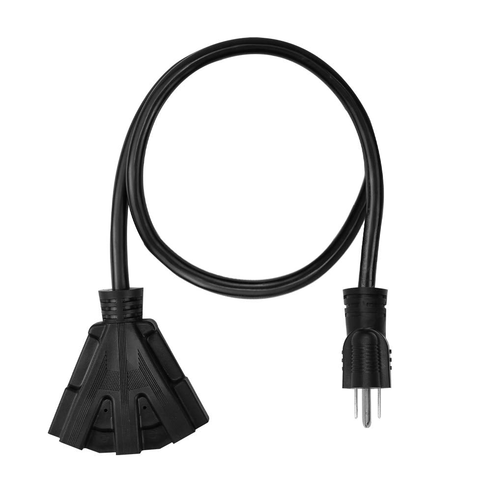 10Ft 12/3 Outdoor Extension Cord, Heavy Duty 3 Outlet Sjtw Indoor/Outdoor Three Prong Power Cord 12 Gauge Grounded 15 Amp 1875 W