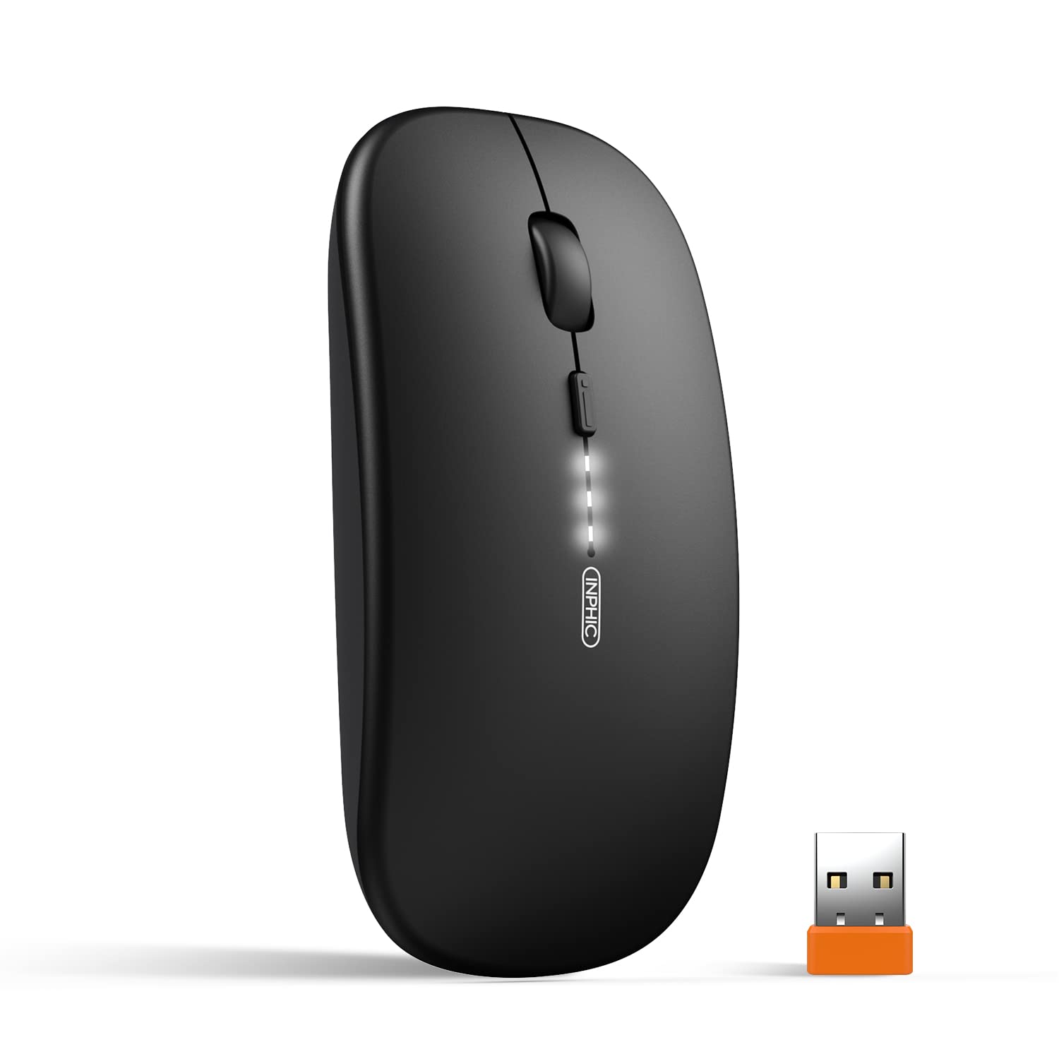 Inphic Wireless Mouse, 2.4G Silent Rechargeable Ultra Slim Usb Portable Mouse, 1600 Dpi & 400Mah Battery With Visible Level For 