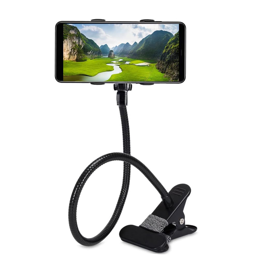 Selfdee Cell Phone Holder,Lazy Bracket, 360-Degree Rotating Universal Flexible Long Arms Clip Mount Gooseneck Phones Stand For B