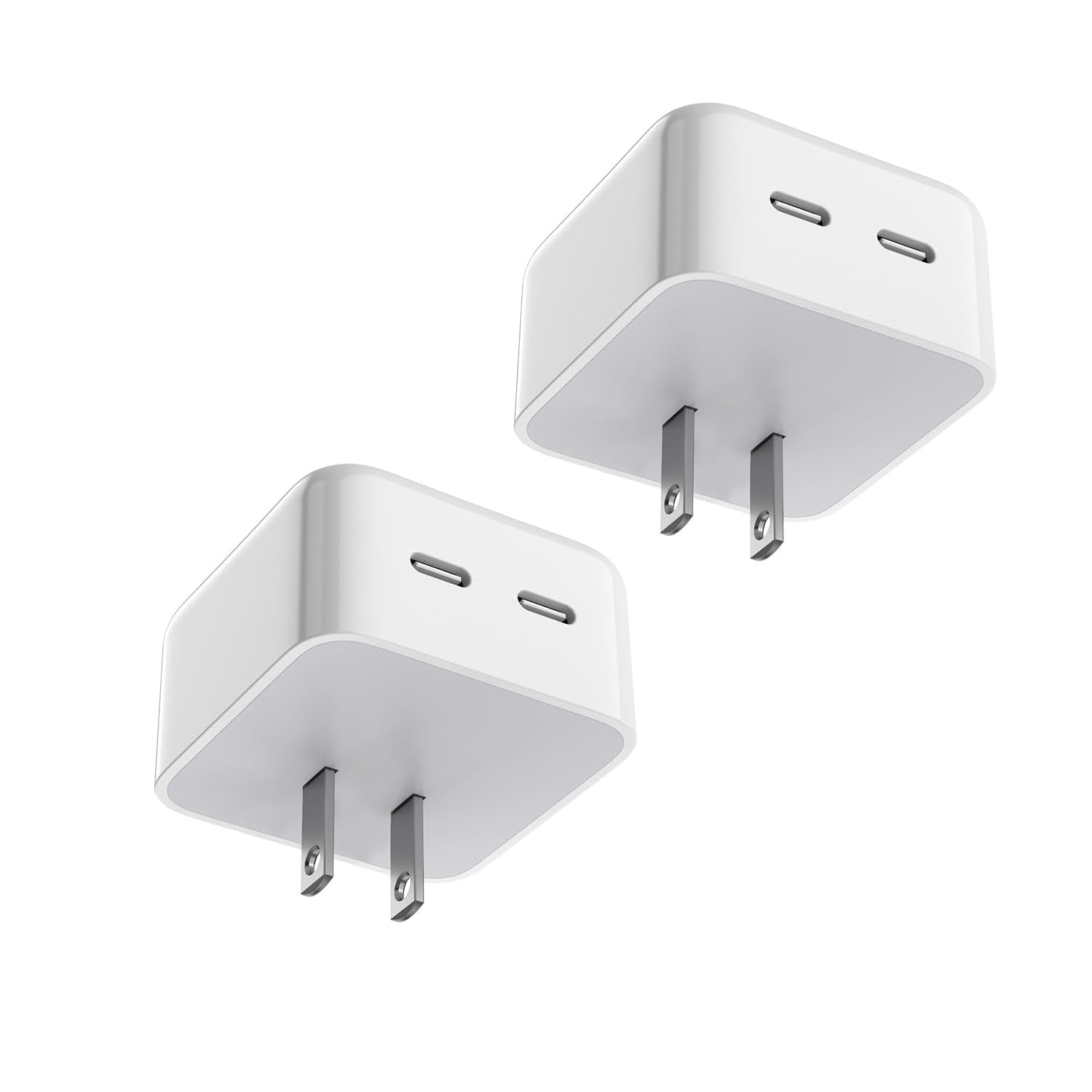 Fast Iphone 15 Charger Block, 2 Pack 40W Dual Usb C Wall Charger Pd Fast Charging Block Type C Foldable Charger Power Adapter Pl