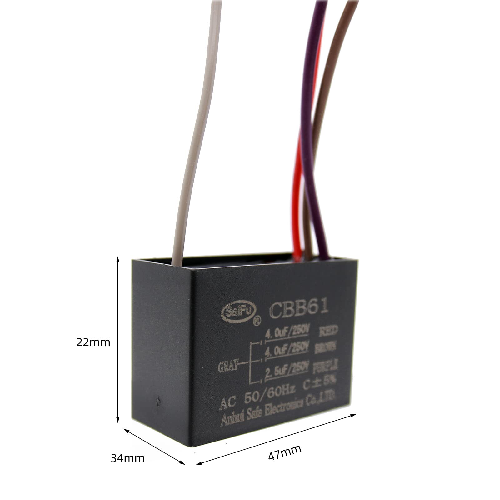 Akzytue Cbb61 Capacitor 4Uf+4Uf+2.5Uf 250V Ac Ceiling Fan 4 Wire 50/60Hz For Starting Electric Fan Generator Pump Motor