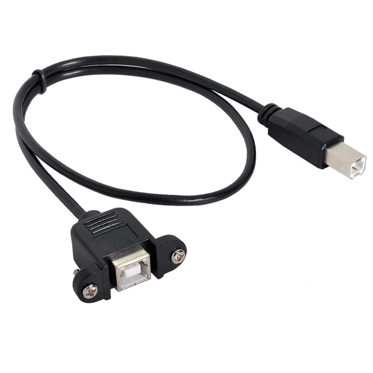 Traovien Usb 2.0 Type B Male To Female Extension Cable With Screws Panel Mount For Printer Scanner Disk(50Cm/20Inch).