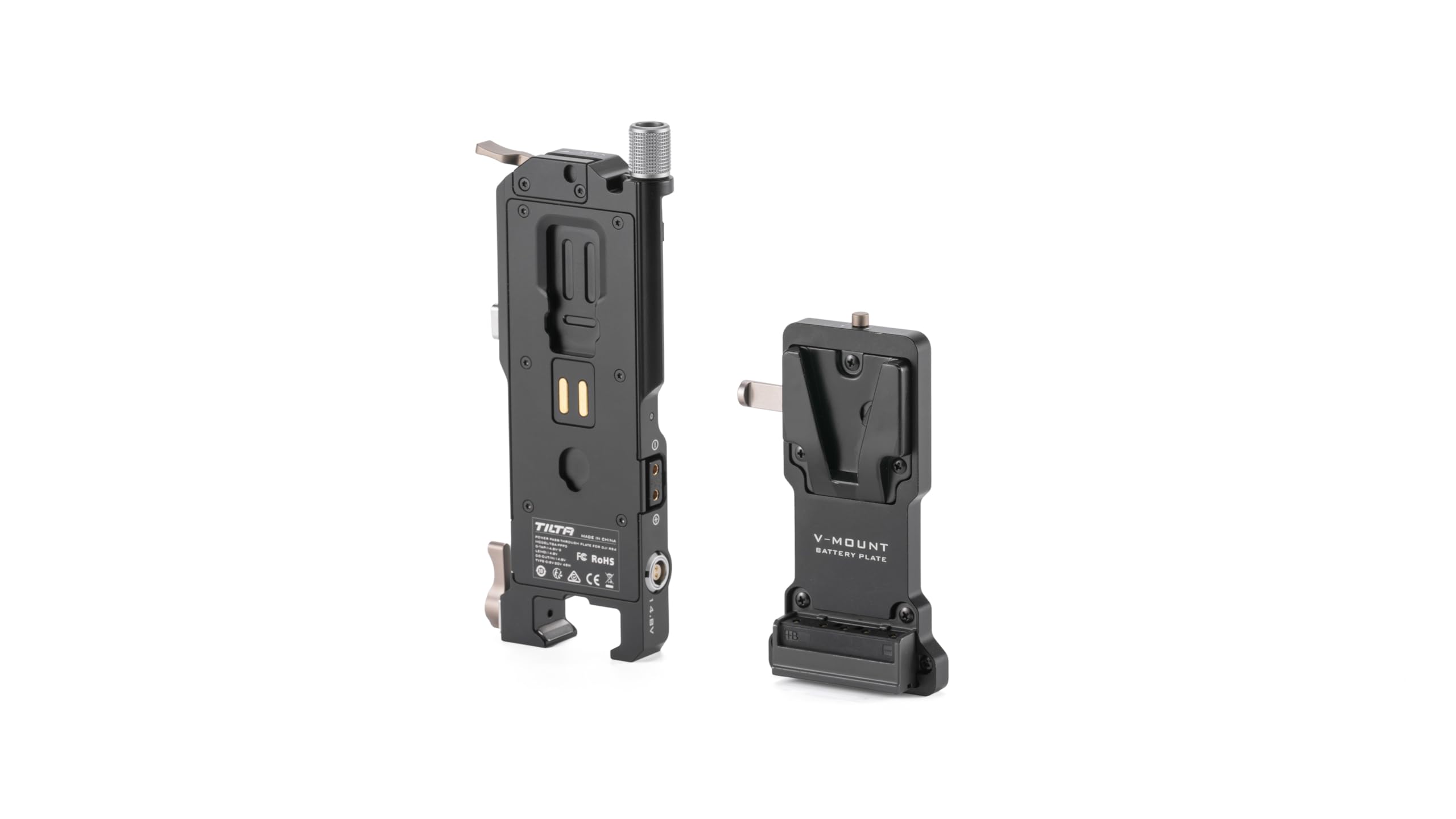 Tilta V-Mount Battery Plate Compatible with DJI RS 4 Power Pass-Through Plate Kit | Includes 14.8V P-Taps, a 2 Pin Lemo and USB-
