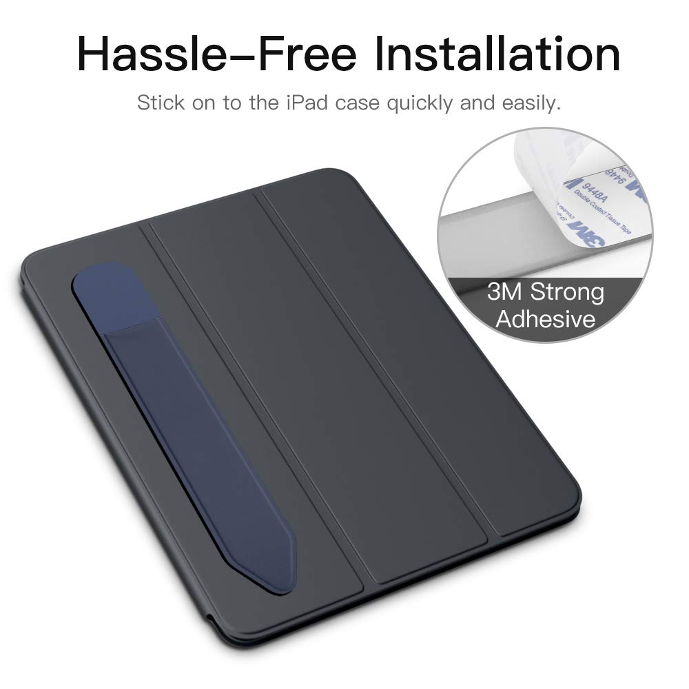 MoKo Pencil Holder Sticker Fit Apple Pencil Pro, Apple Pencil (USB C), Apple Pencil 1st/2nd Generation, Elastic Pencil Pocket Pouch Adhesive Sleeve Attached to iPad Case for Stylus Pens,Indigo