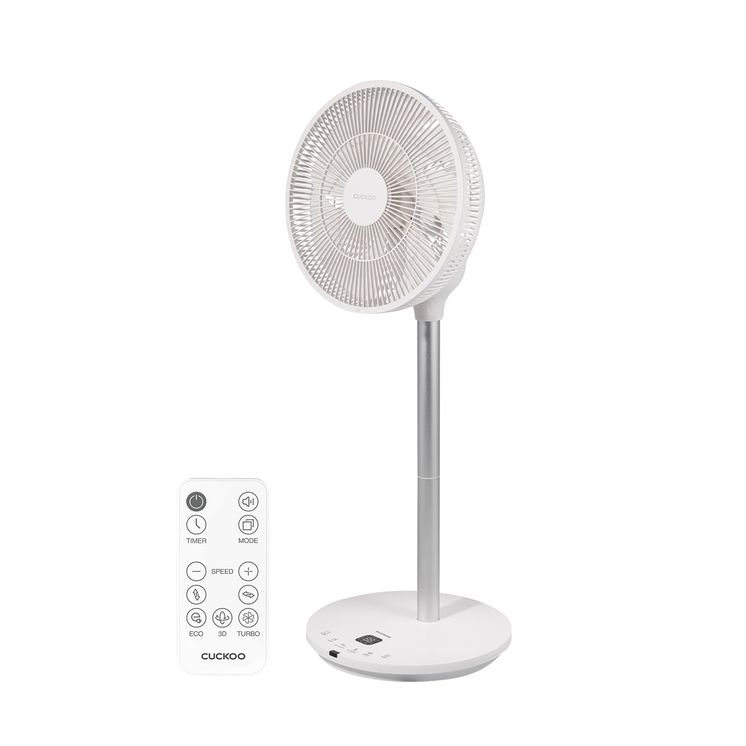 Cuckoo Oscillating Fan For Bedroom, Standing Pedestal Floor Fan With 12 Speeds & 4 Wind Modes, Adjustable Height With Remote, Quiet Bldc Electric Motor, Ideal For Any Room, White (Cf Ac1410Wh)