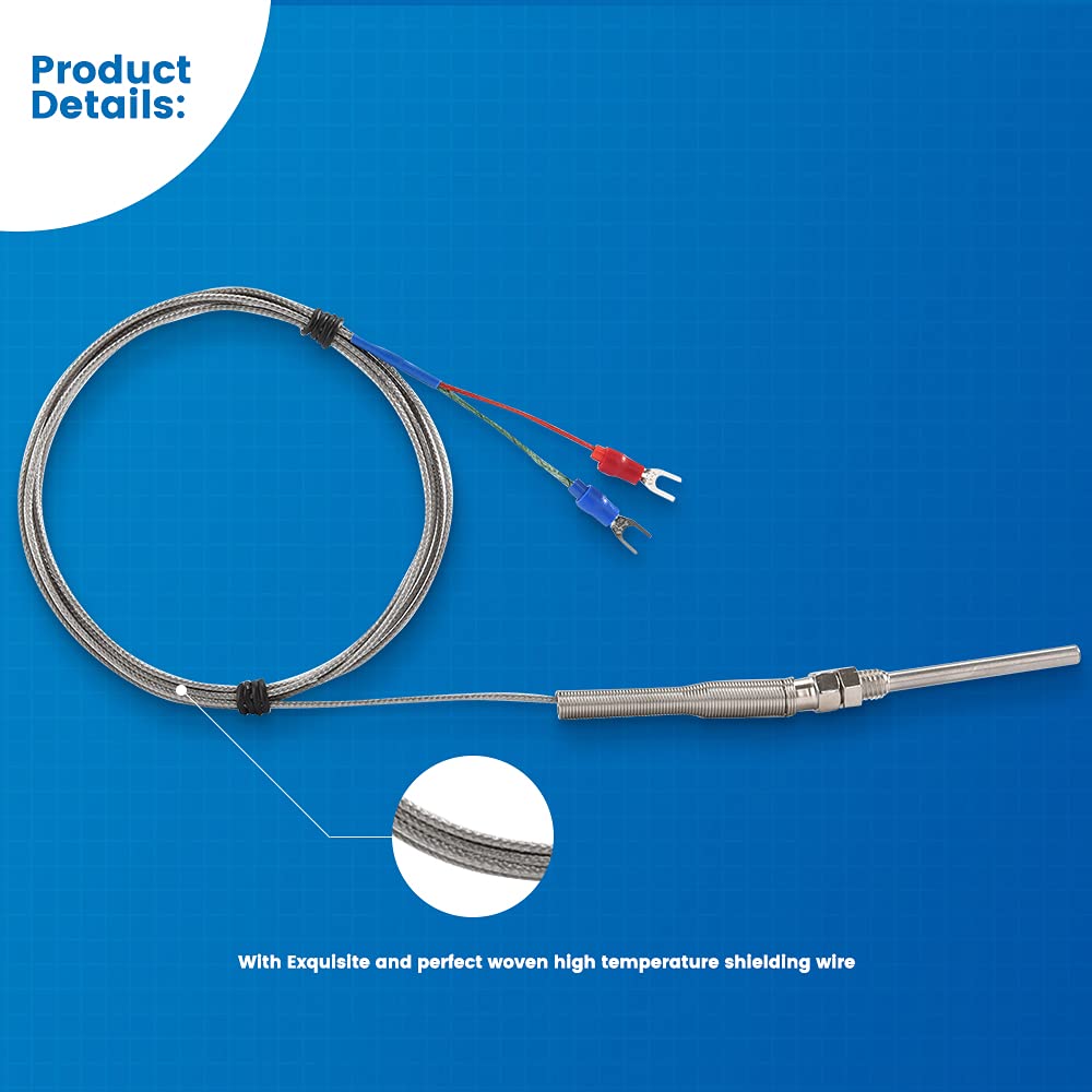 Cgele K Type Thermocouple Temperature Sensors 0~600?,2M/6.6Ft Wire Probe Length 50Mm Two Wire 50  5Mmstainless Steel Probe Tempe