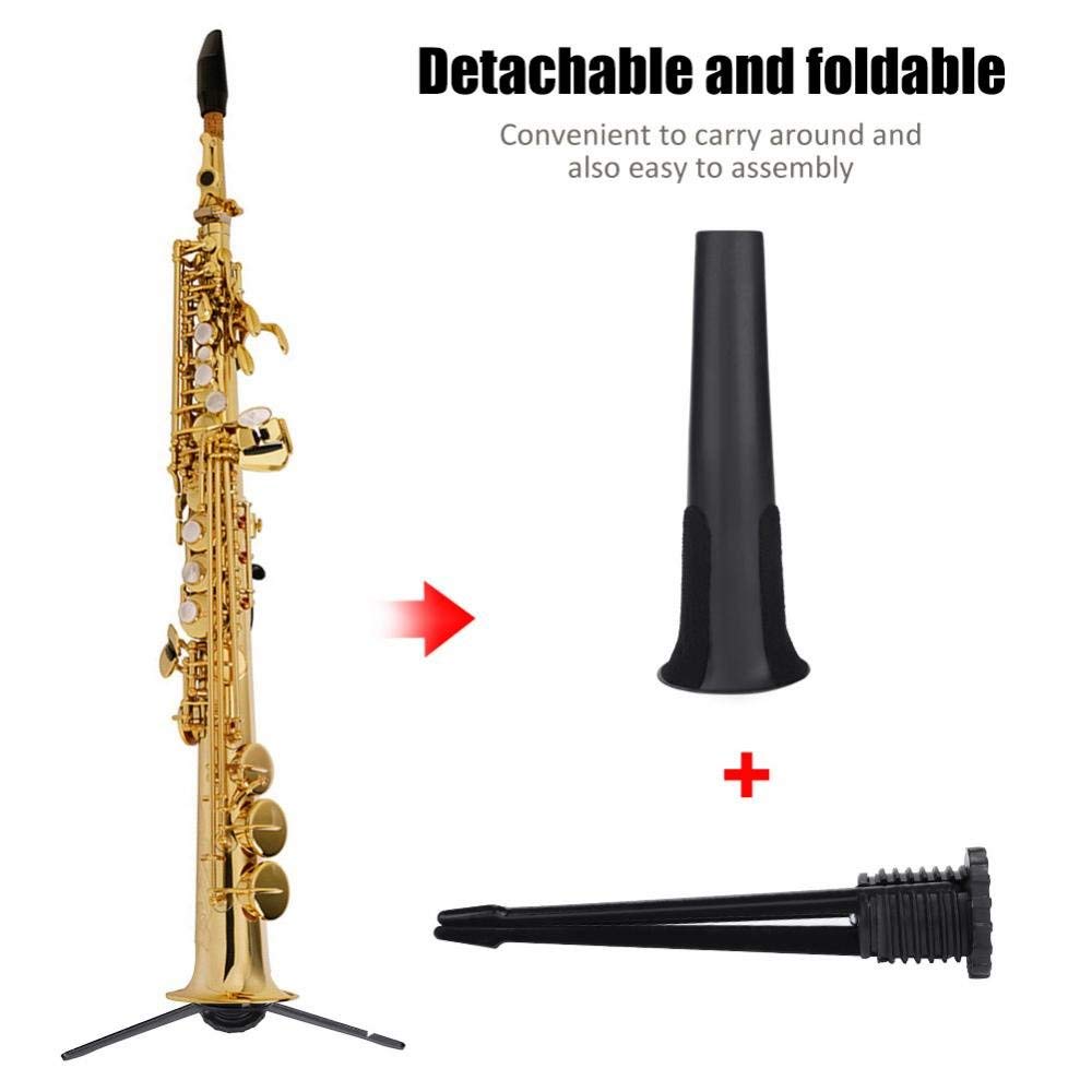 Dilwe Folding Saxophone Stand, Soprano Saxophone Instrument Support Frame, Black
