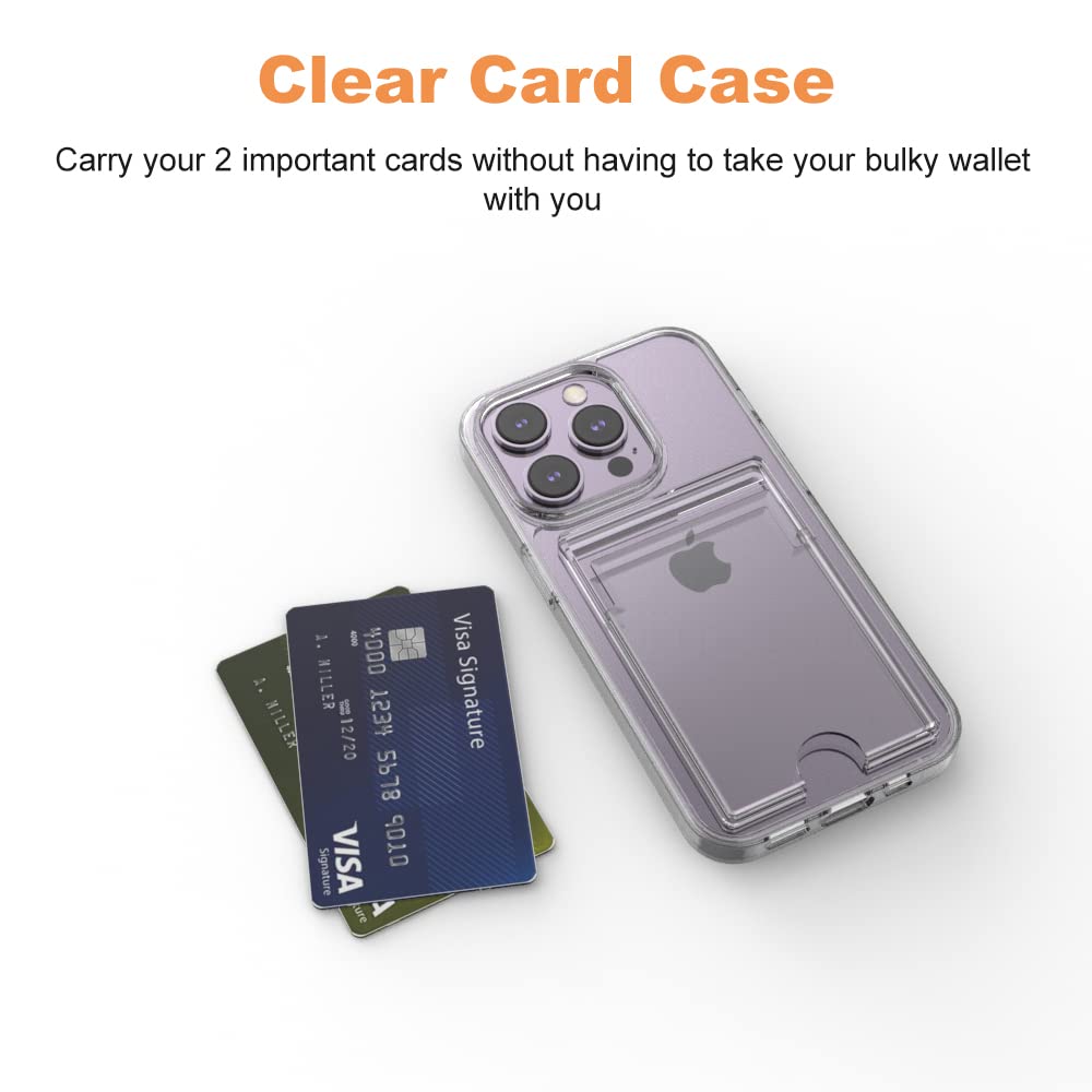 Wuwedo iPhone 14 Pro Max Card Case Slim Wallet 2-Card Holder TPU PC Clear