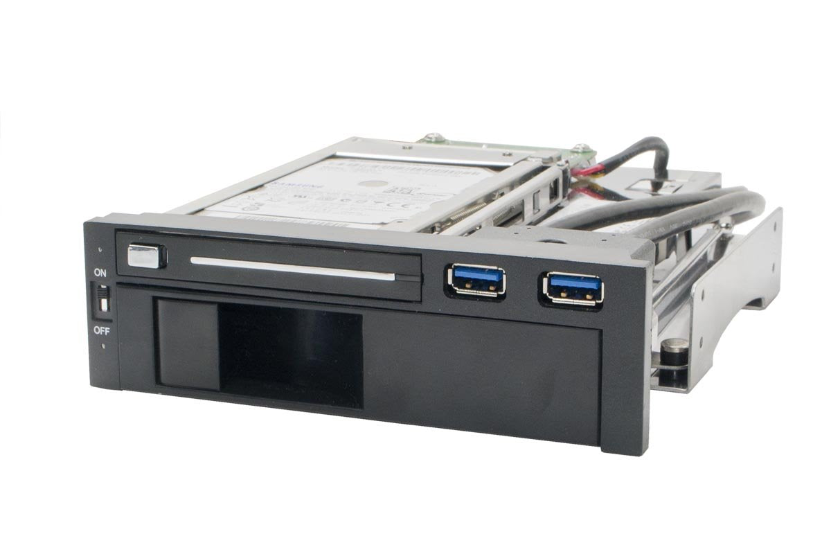 Syba SY-MRA55006 5.25 Bay Tray Less Mobile Rack for 3.5 and 2.5 Sata III HDD with Extra 2 Port USB 3.0, Black/White