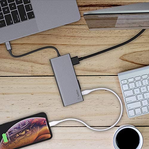 Belkin USB C Hub, 6 in 1 Multi Port Docking Station, USB C Docking Station for iPad, iPad Pro, iPad Mini, MacBook, & More   60W USB C Power Delivery 3.0, 4K HDMI USB A, USB C, Ethernet & SD Card Ports