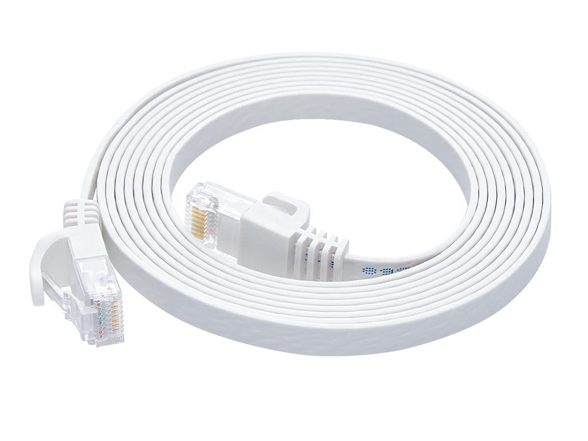 Monoprice Cat6 7Ft White Flat Patch Cable Utp 30Awg 550Mhz Pure Bare Copper Snagless Rj45 Flexboot Series Ethernet Cable